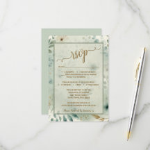 Sagegrön & Guld Boho Chic Vilda Blommor Bröllop