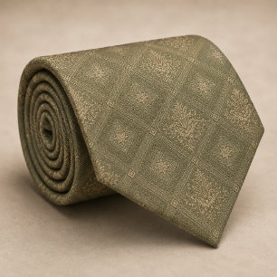 Sagegrön guld diamantdamask kunglig slips