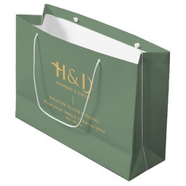 Sagegrön & Guld Monogram Bröllop Välkomstgäst