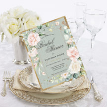 Sagegrön guldvattenfärg Blommig bröllopsfest In