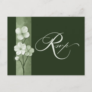 Sagegrön Handritad Blommig Botanisk RSVP Vykort