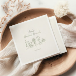 Sagegrön handritad bröllopsbrunch pappersservett