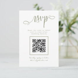 Sagegrön handskriven skript Enkel QR-kod OSA Kort
