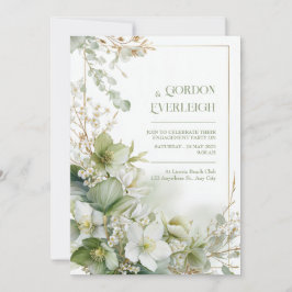 Sagegrön Hellebore Botanisk Guldram Bröllop Inbjudningar