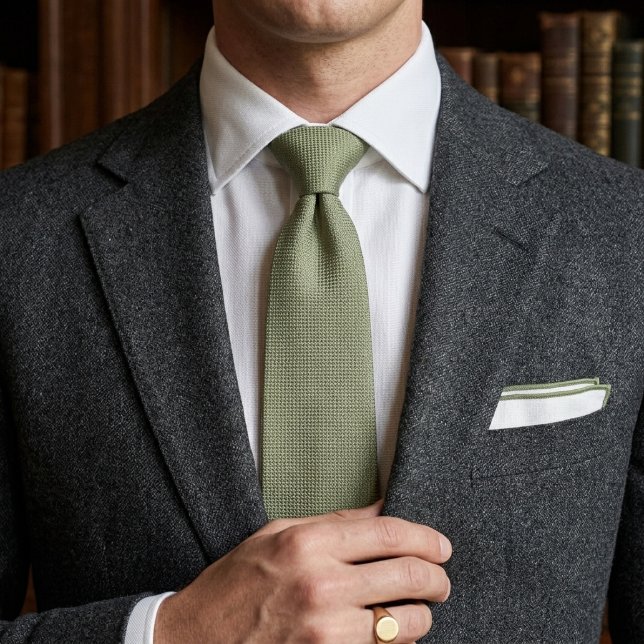 Sagegrön Heritage Jacquard-sköld Slips (Skapare uppladdad)
