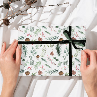 Sagegrön Holidaymönster  Presentpapper