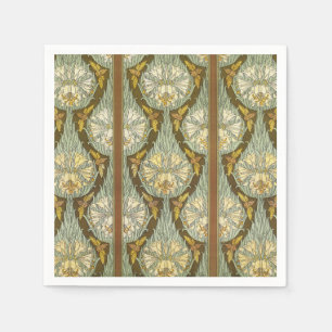 Sagegrön jugendstil lilja insektsmönster pappersservett