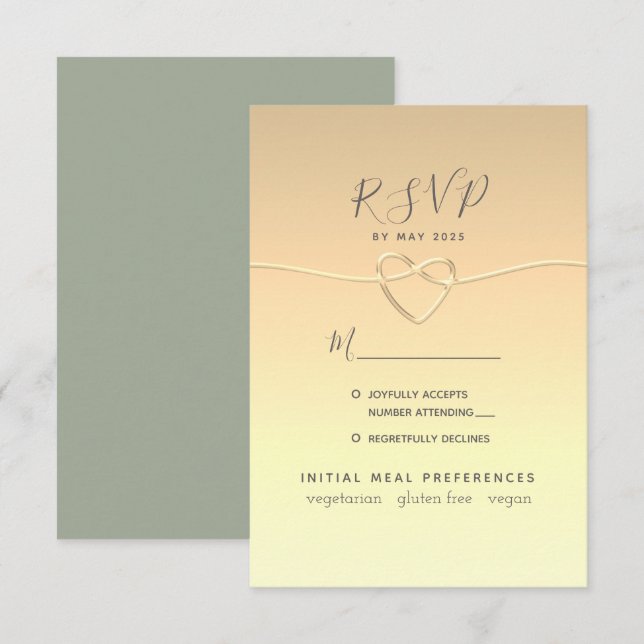 Sagegrön kalligrafi bröllops-RSVP-kort OSA Kort (Fram/baksida)