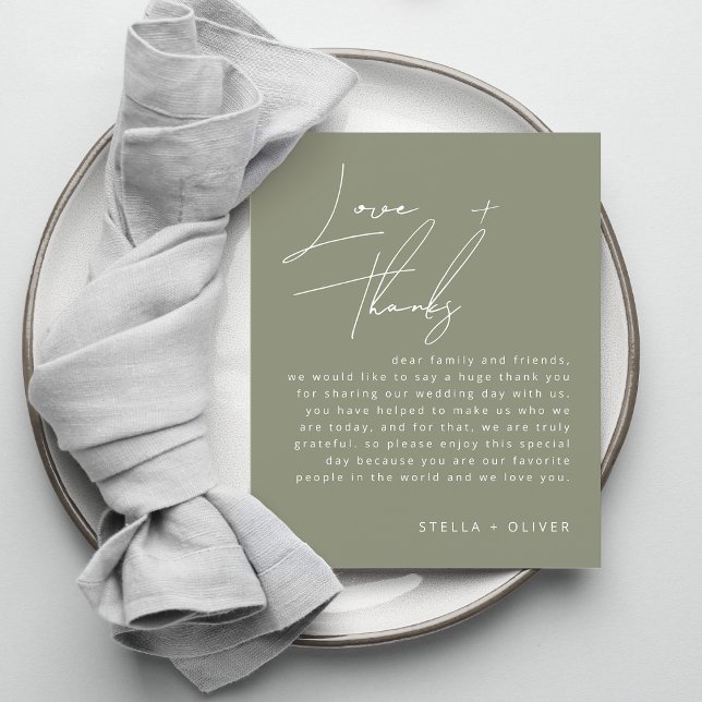 Sagegrön kalligrafi bröllopsmottagningskort (Sage Green Calligraphy Wedding Reception Card)