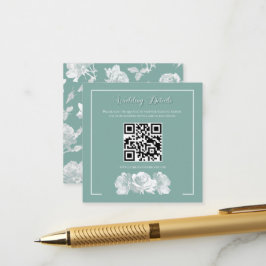 Sagegrön kalligrafi QR-info bröllop Tilläggskort