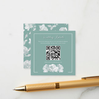 Sagegrön kalligrafi QR-info bröllop Tilläggskort