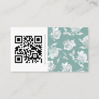 Sagegrön kalligrafisk QR-informationsskrift Bröllo Tilläggskort
