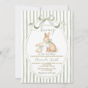 Sagegrön kanin baby shower dammig grön inbjudningar