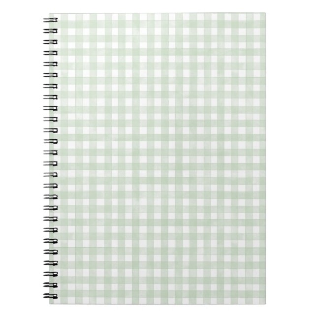 Sagegrön klassisk Gingham Anteckningsbok (Framsidan)