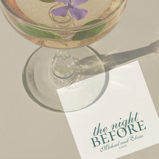 Sagegrön kvällen före repetitionsmiddagen Bröllop  Pappersservett (Modern Elegant Sage Green Wedding Suite Theme with options to personalize for your special day.)