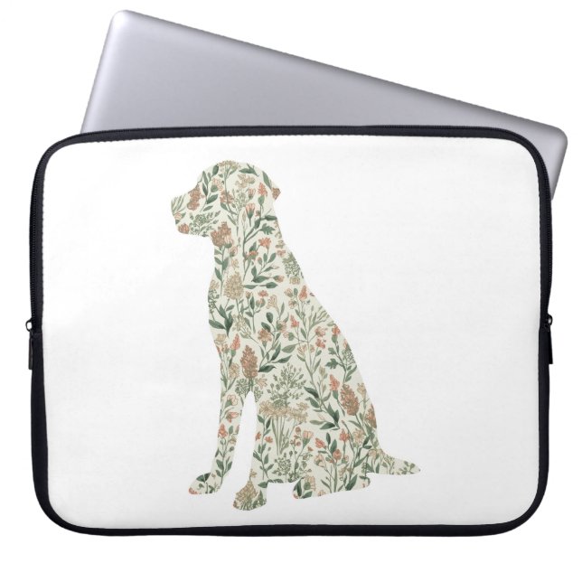 Sagegrön Labrador Retriever Wildflower Stuga Laptop Fodral (Framsidan)