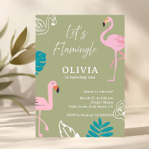 Sagegrön Låt oss Flamingle Flamingo Födelsedag