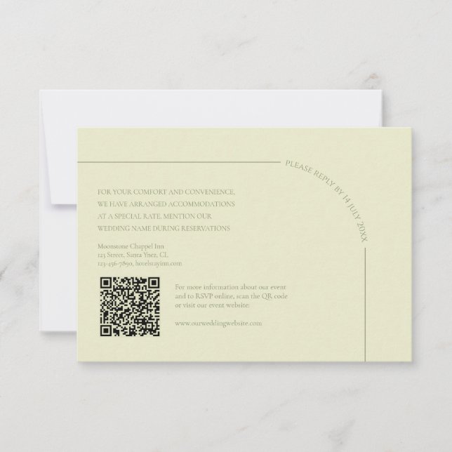 Sagegrön & Linne QR-kod Boho Minimalistisk  OSA Kort (Framsida)