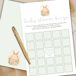 Sagegrön liten kanin Baby Shower Bingo-spel