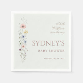 Sagegrön liten vildblomma Neutral baby shower Pappersservett