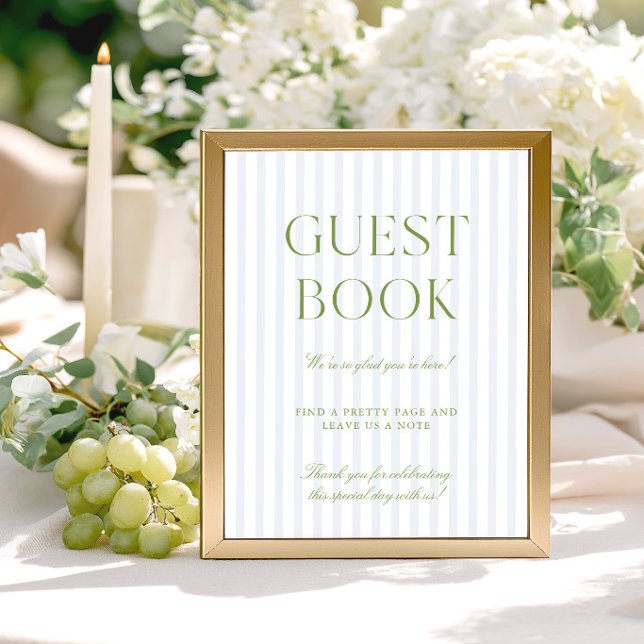 Sagegrön & Ljusblå Bröllop Gästbok Skylt (Sage Green & Light Blue Wedding Guest Book Sign)