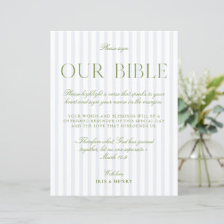 Sagegrön & Ljusblå Bröllop - Vår Bibel Skylt