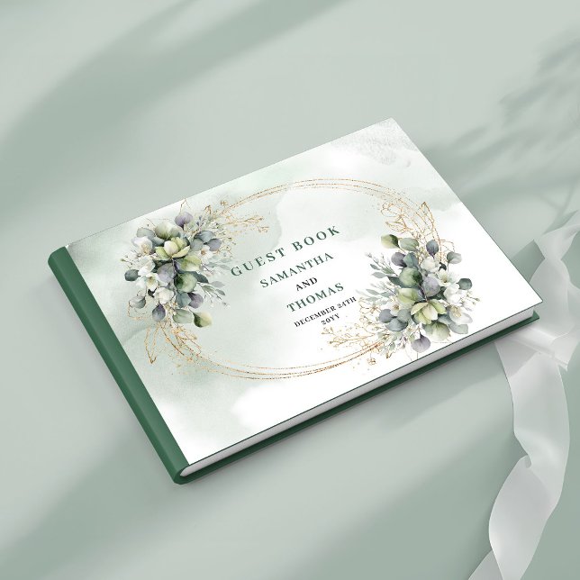 Sagegrön lövverk Botanisk bröllopsgästbok Gästböcker (Sage Green Foliage Botanical Wedding Guest Book)