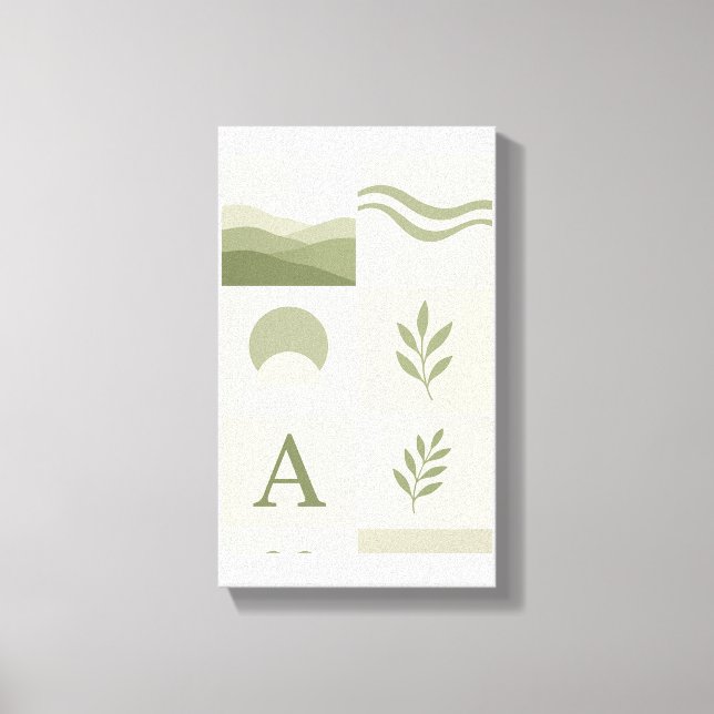 Sagegrön minimalistisk abstrakt väggkonst canvastryck (Framsida)
