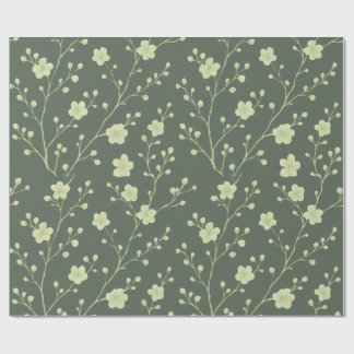 Sagegrön minimalistisk blommig presentpapper | Mju