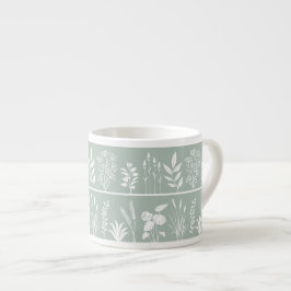 Sagegrön minimalistisk botanisk silhuettrand espressomugg