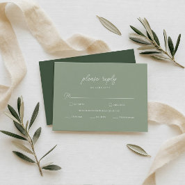 Sagegrön minimalistisk bröllops-RSVP-kort Tilläggskort