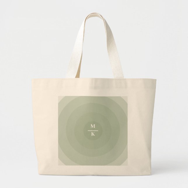 Sagegrön minimalistisk cirkelgradientmonogram  jumbo tygkasse (Framsidan)