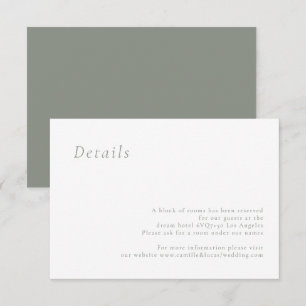 Sagegrön minimalistisk elegant brölloppsdetaljkort OSA kort