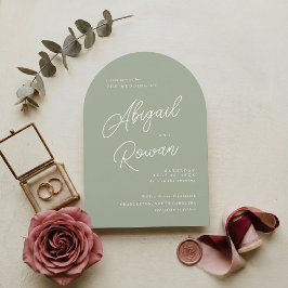 Sagegrön minimalistisk elegant bröllopsinbjudan inbjudningar