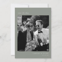 Sagegrön minimalistisk elegant foto spara datumet