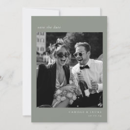 Sagegrön minimalistisk elegant foto spara datumet inbjudningar