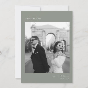 Sagegrön minimalistisk elegant foto spara datumet inbjudningar