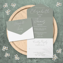 Sagegrön minimalistisk elegant script bröllop