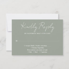 Sagegrön minimalistisk elegant script bröllop OSA kort