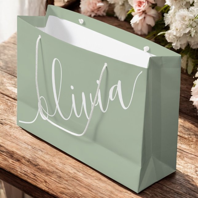 Sagegrön minimalistisk modern monogram elegans (Skapare uppladdad)