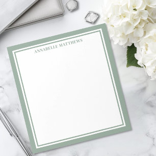 Sagegrön minimalistisk monogram anteckningsblock