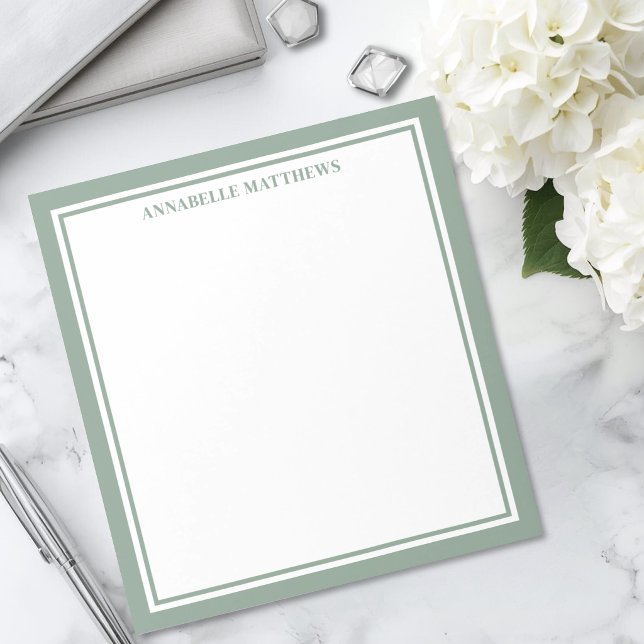 Sagegrön minimalistisk monogram anteckningsblock (Sage Green Minimalist Monogram Notepad )