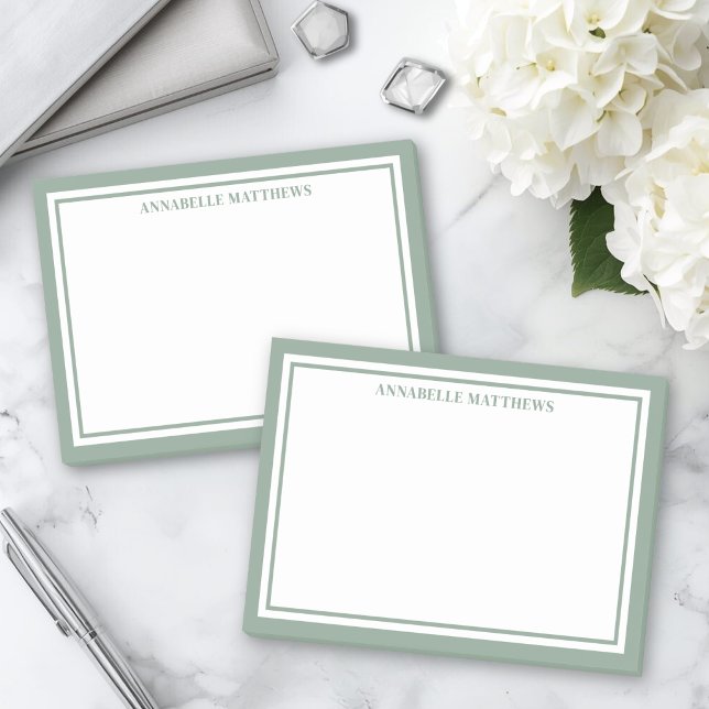 Sagegrön minimalistisk monogram post-it block (Sage Green Minimalist Monogram Post-it Notes)
