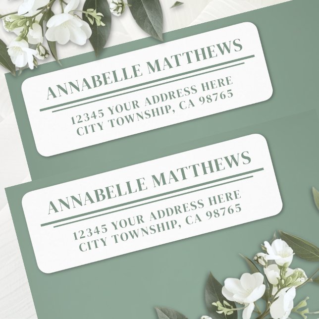 Sagegrön minimalistisk returadress etikett (Sage Green Minimalist Return Address Label )