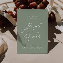 Sagegrön minimalistisk Save the Date-inbjudan Inbjudningar