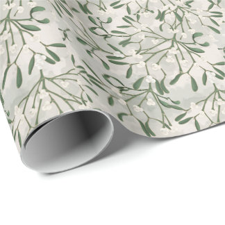 Sagegrön mistel julinpackningspapper presentpapper