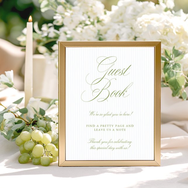 Sagegrön & Mjukblå Bröllop Gästbok Skylt (Sage Green & Soft Blue Wedding Guest Book Sign)