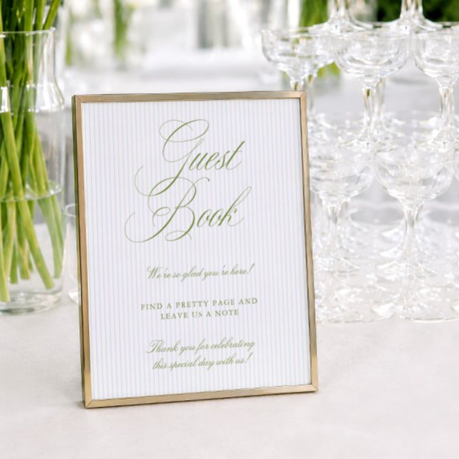 Sagegrön & Mjukblå Bröllopsgästbokskylt (Sage Green & Soft Blue Wedding Guest Book Sign)