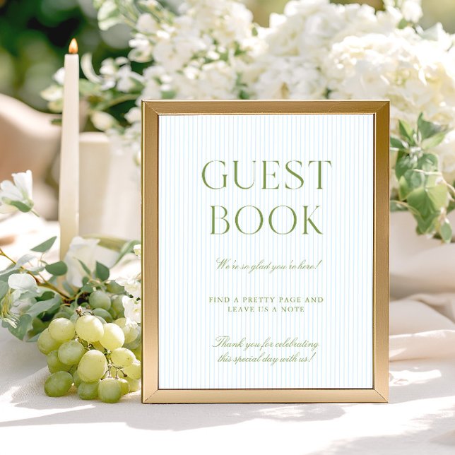 Sagegrön & Mjukblå Bröllopsgästboksskylt (Sage Green & Soft Blue Wedding Guest Book Sign)