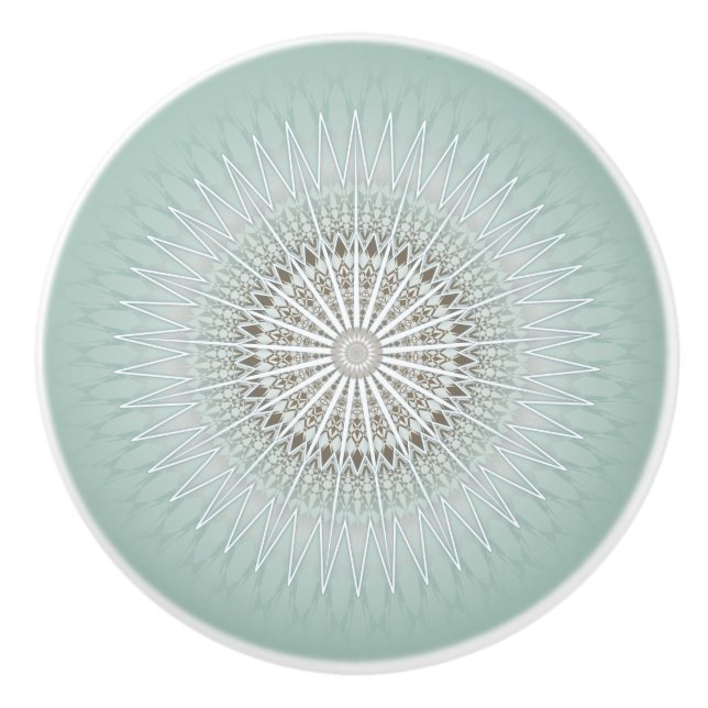 Sagegrön modern geometrisk mandala knopp (Framsidan)